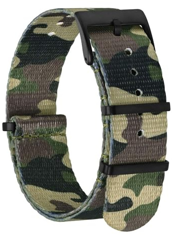 BISONSTRAP Klockarmband i nylon för män, militära armband i ett stycke, 18 mm, 20 mm, 22 mm, 22mm, Nylon, Ingen sten