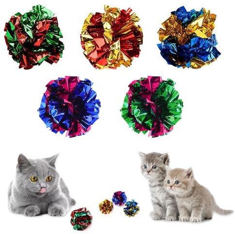 SYEYCW 20 Pezzi Palline Giocattolo Gatto, Palline Giocattolo Gatto Palline 6 cm, Giocattolo Palla Colorata Palla Animali Domestici Gatti Palle con Suono Rustle per Giocare e Interagire, Colori Casuali
