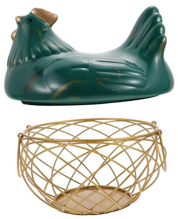 Alipis Egg Storage Basket Chicken Lid Iron Egg Container Storage Basket for Fruits Vegetables Decorative Holder