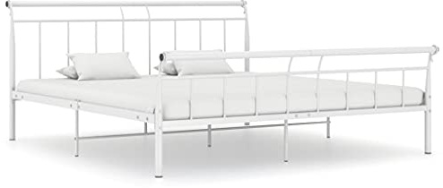 CKioict Cama de día para dormitorio, cama de matrimonio o cama individual, estructura de metal blanco, 160 x 200 cm, adecuada para dormitorio, salón, habitación de invitados