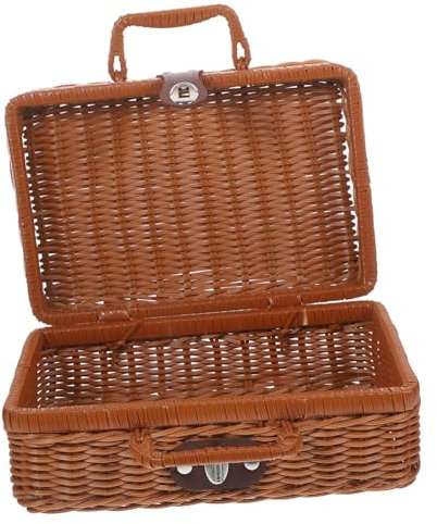 Toddmomy Caja De Mimbre Estuche Organizador Cesta De Picnic Tejida Cesta De Ratán