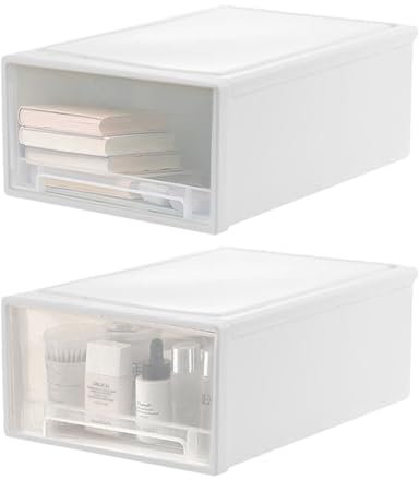 Posionks - 2 scatole portaoggetti impilabili in plastica, per cassetto, armadio, garage, camera da letto, ufficio