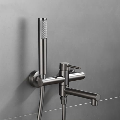 XJTNLB Bath Shower Mixer Tap Wall Mounted Gun Gray Shower Attachment for Mixer Tap Single Lever Bath Tap 90 Degree Rotating Tap Bathtub Tap