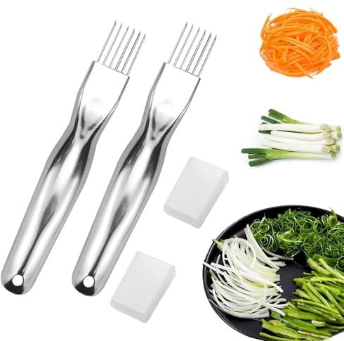 Hshenjhu Shred Silk The Knife, Multifunctional Cortador de Verduras de Acero Inoxidable, Cortador de Cebolla Afilada Cuchillo, Chopped Green Onion Knife, Shred Gadget for Chopping, Cutting