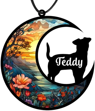 EDSG Pet Memorial Gifts Suncatcher Personalised Dog Memorial Gifts for Loss of Dog Cat Pet Memorial Gifts for Dog Lovers Loss of Dog Sympathy Gift Bereavement Gifts (Dog)