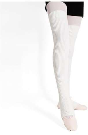 Overknee Ballettstulpen 55cm Damen Stulpen Lange Gestrickt Beinwärmer Ballett Stulpen Beinstulpen Strick Stulpensocken Leg-Warmers Mit Fersenloch für Winter Herbst Kniestrumpf Ballett Tanzen Yoga