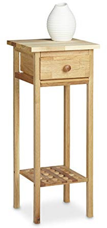 Massiver Nussbaum Telefontisch mit Schublade 60cm hoch Beistelltisch Beistelltisch Konsolentisch Holz Pflanzenständer für Wohnzimmer Natur Finish