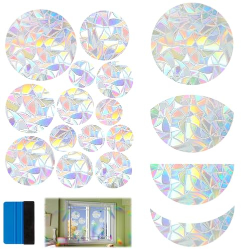TXXATX Vinilos para Cristales Semicircular Pegatinas Anticolisión para Ventanas 20 Piezas Pegatinas Cristales Ventanas Adsorción Electrostática Pegatina Atrapasol para Ventanas Puertas Peceras