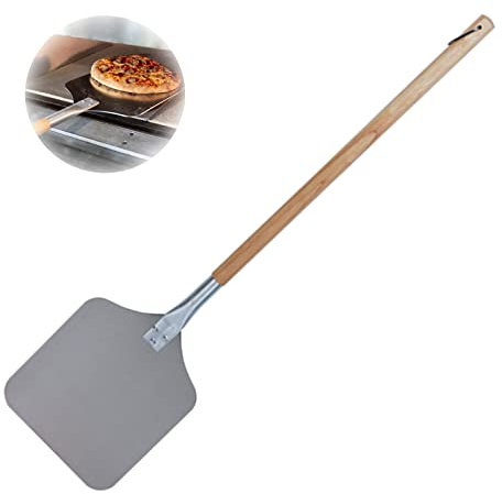 para Pala per Pizza, Paddle a Buccia per Pizza Premium, Paddle per Pizza, Manico Lungo, Peeling per Pizza, Manico in Legno di Quercia, Pala di Alluminio, Accessori per Forno a Pizza Raffinati (S, 92