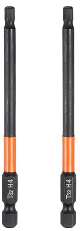 QUARKZMAN 2Pcs H4 Embout de Tournevis Hexagonal 4mm Métrique Pointe Plate 1/4 Tige Hexagonale 100mm (4) Longueur Magnétique Phosphate Noir Embouts de Tournevis à Six Pans Creux
