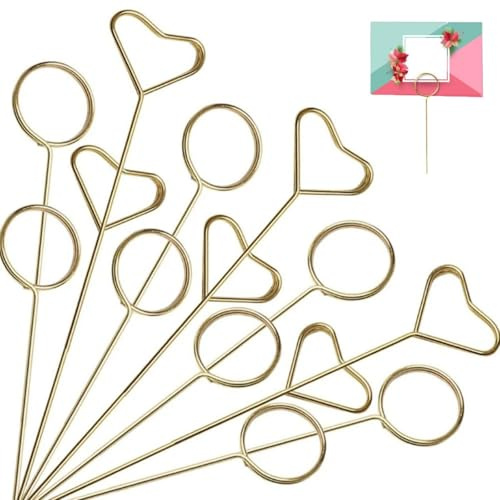 Tischkartenhalter Gold, Metall Fotohalter mit Klammern, Star-Menükartenhalter, Doppelter Kartenhalter Tisch, Bilderhalter für Hochzeit, Geburtstag Party, Kuchen Dekor (Gold 1)