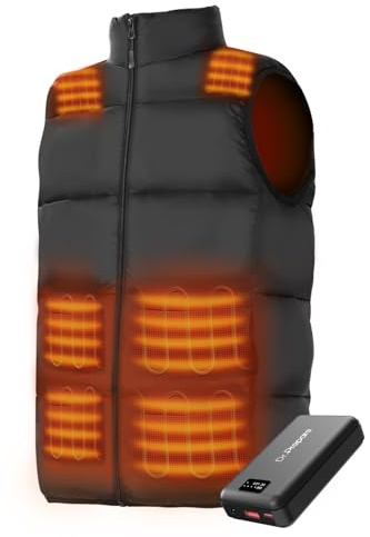 DR.PREPARE Chaleco Calefactable con Batería de 7,4 V 16000 mAh Chaqueta Calefactable Eléctrica para Hombre y Mujer 3 Niveles de Calor 10 Zonas Calefactables Talla L