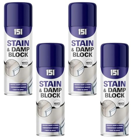 PEBBLE HUG White Stain & Damp Block Spray, Fast-Drying Formula, Easy-to-Apply, DIY Projects, Interior and Exterior Use, Perfect for Concrete, Plaster, Brick, Home Renovation, 400ml (4 Pcs)