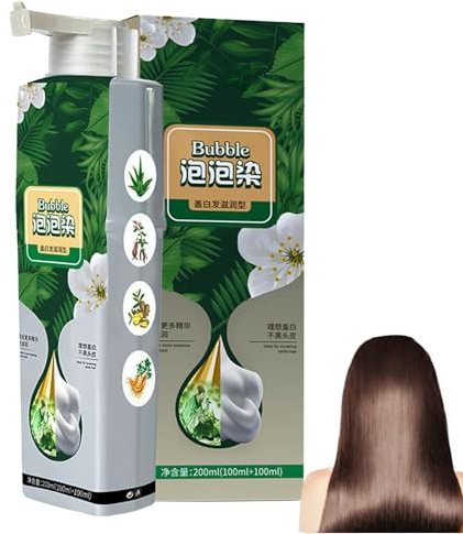 Teinture capillaire végétale naturelle 100 ml, teinture capillaire végétale à bulles à base de couverture grise pour hommes et femmes, crème de douce, sans danger pour le cuir chevelu et le