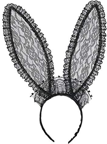 Widmann 00575 - Haarreif Hasenohren aus Spitze, Accessoire, Haarschmuck, Kopfschmuck, Halloween, Karneval, Fasching, Mottoparty
