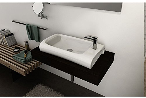 Lavandino Lavabo Design Hi-Line Appoggio 70 cm in Ceramica Bianca