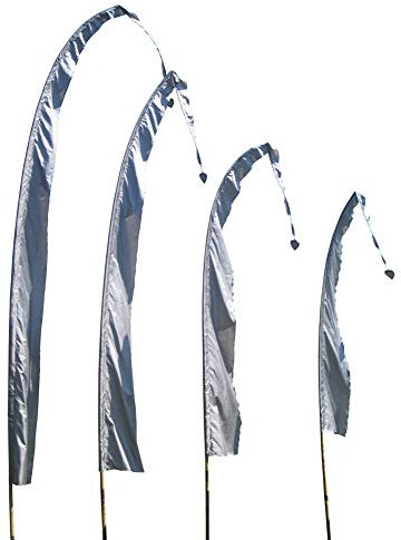DEKOVALENZ - Balifahne SANUR, 5 Meter silbergrau, Stoff ohne Stange, Umbul-Umbul Gebetsfahne