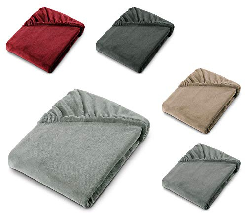 aqua-textil Feelwell Spannbettlaken 160 x 200 cm Silber grau Coral Fleece Spannbetttuch Mikrofaser Laken