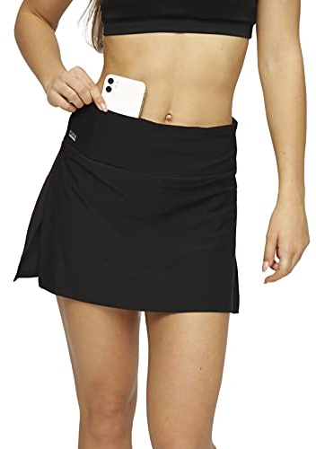 Formbelt Skort Variosports première Jupe de Sport intégré pour Le Rangement de téléphones Portables jusqu'à 6,8, clés, mouchoirs - Running, Yoga, Fitness, Gym, Noir XXL