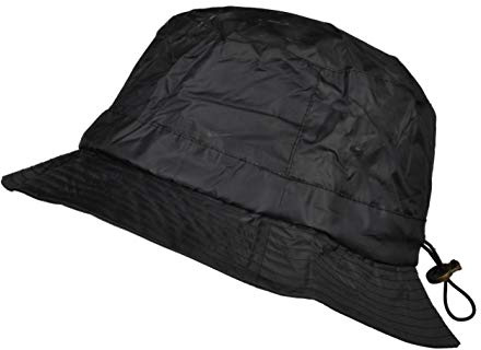 Toutacoo. Regenhut aus Nylon - Einstellbar Schwarz (11- Schwarz Fleece-Futter Schwarz)