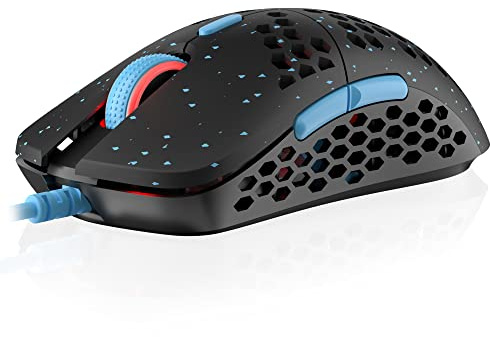 HK Gaming Mira S Ultra Lightweight RGB Gaming Mouse | Honeycomb Shell | 61 grams | max 12000 cpi | USB Wired | 6 programmable Buttons | On-Board Memory | Anti Slip Grips | Mira-S Blue Phantom