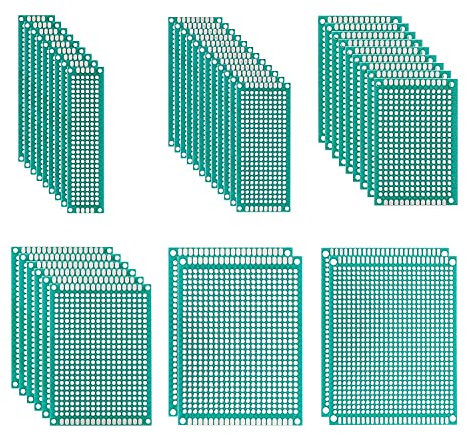 BOJACK 6 Vaules 40 Pcs Double Sided PCB Board Prototype Kit for DIY Soldering with 6 Sizes Compatible with Arduino Kit