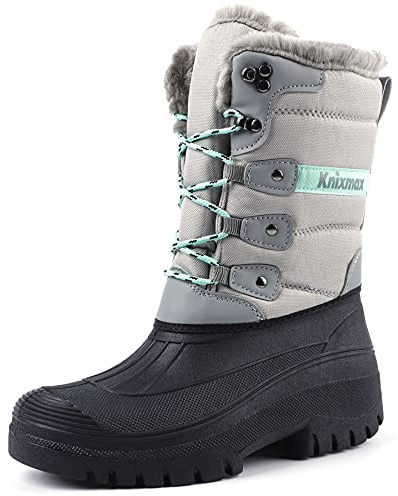 Knixmax Bottes Neige Femme Chaussures Hiver imperméable Chaudes Bottes de Randonnée Marche Montange Jardin Lite-Gris 38EU