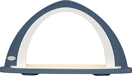 weigla - Leerbogen original Erzgebirge I LED Lichterbogen zum Dekorieren mit LED Beleuchtung I blau-weiß I Schwibbogen zum Bestücken I Deko innen für Weihnachten, Ostern und das ganze Jahr I aus Holz
