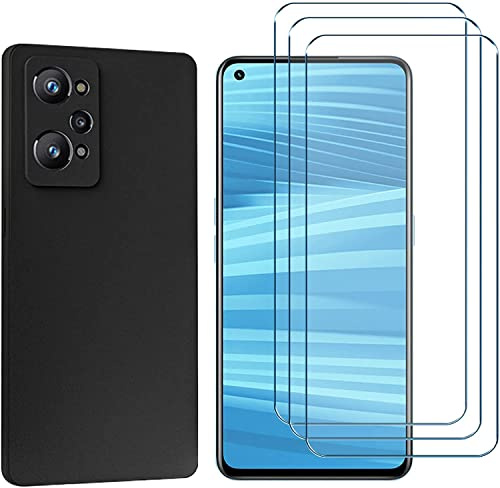 NUCNOK Funda para Realme GT 2/Realme GT Neo 2 + 3 Pack HD Cristal Protector de Pantalla para Realme GT 2/Realme GT Neo 2,Proteccíon de Silicona TPU Antichoque Case