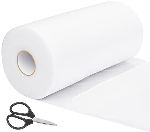 Tüll Stoff Rolle, 30cm x 100m Weiß Tüllband Hochzeitsdeko Tisch Deko Dekoband für DIY Crafts Geschenk Party Hochzeit Geburtstag Weihnachten Festfeier Tutu Rock Handwerk Bogen Basteln Nähen