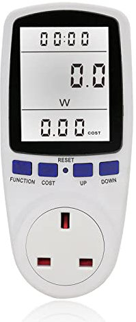 Power Meter Energy Consumption Monitor, LCD Display UK Plug Electricity Usage Cost Analyzer, KWH Voltage Amp Watt Energy Meter Socket Outlet 7 Mode, Help Reminding Energy Saving