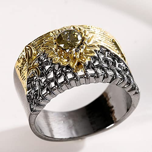 Bysonglezai Ringe Damen Ring Herren Schmuck Frauen Geschenk Zweifarbiger, Hohler, Gewebter Sonnenblumenring Für Frauenfarbe Und Schwarzer Partyring Schmuck