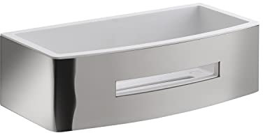 Gedy | Poseidon Portaoggetti Doccia Rettangolare in Acciaio, Finiture Cromate e Bianche, Dimensioni 7,2 x 24 x 12,3 cm e Peso 0,815 kg