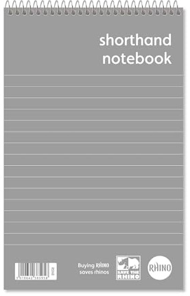 Rhino Shorthand Notebook, 160-Page / 8mm Lined Notepad, 1-Pack, Reporters Spiral Notebook, Wirebound Writing Pad