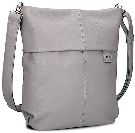 Zwei Damen Handtasche Mademoiselle.M M12 Umhängetasche 7 Liter Crossbody Bag, Schultertasche in DIN-A4-Größe, Schlüsselring, Geheimfach, inkl. extra kurzen abnehmbaren Schultergurt (foggy)