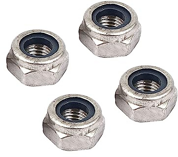 METALLIXITY Sechskant Schlossmutter Verschlüsse(M10x1.25mm) 4Stk 304 Edelstahl Nylon Eingesetzt Selbstschlussmutter - für Auto Garage Schiff Mechanisch Ausrüstung Silberton