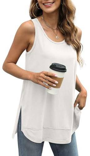 WIHOLL Plus Size Tank Tops for Women Loose Fit Fashion 2026 Ovesized Sleeveless Tops Spring Clothes Summer Women's Clothing White 2XL
