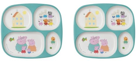 Peppa Pig Petit Jour Paris - Menü Tablett mélamin, Verhindert dass sich der Nachtisch mit dem Rest vermischt - PI935K (Packung mit 2)