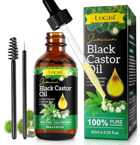 Jamaican Black Castor Oil - 100% Pure and Organic, Cold Pressed in Glass Bottles for Hair Growth, Eyebrow Nourishment, and Skin Hydration