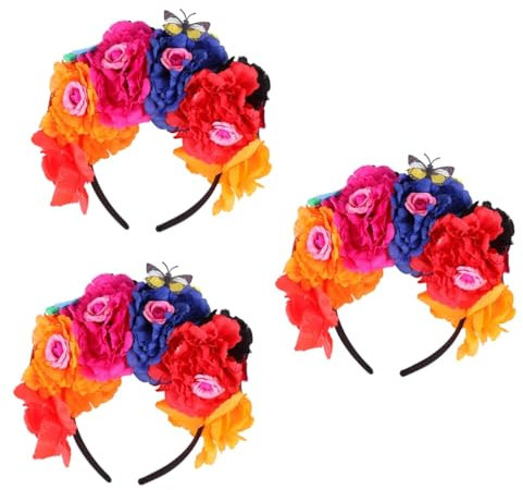 FOMIYES Coiffe Femme Fleurs 3 Pcs Halloween Pivoine Chapeaux Bandeau Costume Rose Couronne De Fleurs Halloween Mariée Morte Fête Funéraire Tenue De Mariée Costume D'halloween Européen Et