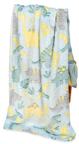 FEBE Kuscheldecke Kinder Leuchtend im Dunkeln Bunte Dinosaurier 150x200 Flauschige Weiche Kinderdecke Kinderbettdecke Mädchen Jungen Glow Blanket
