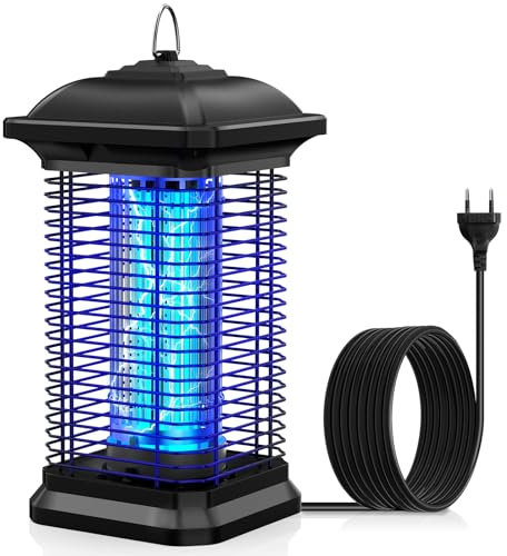 EUQQZU Insektenvernichter Elektrisch, UV-Mückenlampe, 18W 4000V Leistungsstarker Wasserdichter Fliegenfalle Elektrisch, Fliegenfallenreichweite 100M², für den Innen- und Außenbereich