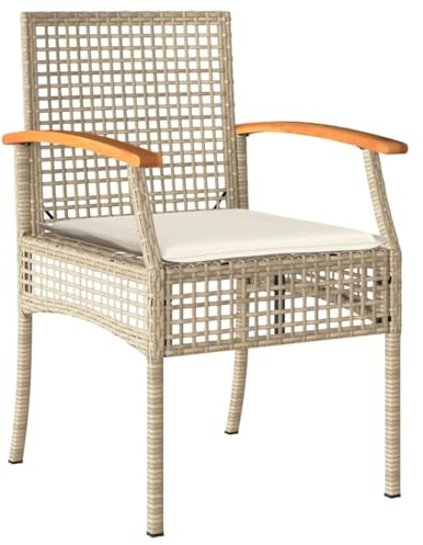 vidaXL Gartenstühle mit Kissen 4 STK. Beige Poly Rattan Akazienholz