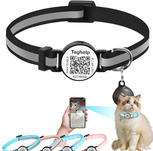 Reflektierendes Kätzchen-Halsband mit Glöckchen, Katzenhalsband mit QR-Code-Namensschild, personalisierbar, Ultra-langlebig, verstellbar, Schnellverschluss, passend für die meisten Mädchen, Jungen,