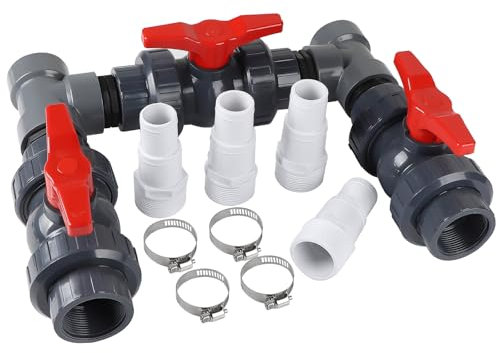 SWAWIS Ensemble de Bypass pour Piscine Pompe à Chaleur Kit de Raccordement pour Piscine Chauffage de Piscine Pompe à Chaleur Système de Chauffage Solaire pour Piscine Bypass