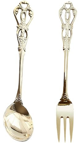 OFFSCH Combinación De Tenedor y Cuchara Inglesa Vajilla Hueca Retro Acero Inoxidable Utensilios De Cocina