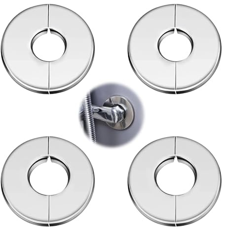 4 Stück Heizungsrohr Abdeckung, Rosetten Abdeckung für Rohre Silber, Abdeckrosette Edelstahl Rund für Dekorative Wandlöcher für Rohre (28 mm/ 35 mm Innendurchmesser)
