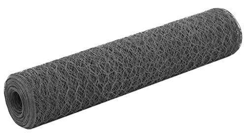 Homgoday Drahtzaun Stahl mit PVC-Beschichtung 25x0,75 m Grau Model143276