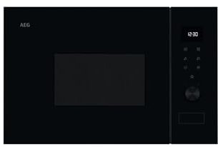 AEG OS5MG20EB Horno Microondas Integrable, 20 L, 800 W, Función Grill, Display LED Táctil, Apertura Electrónica, Color Negro con Acabado Inox Antihuellas