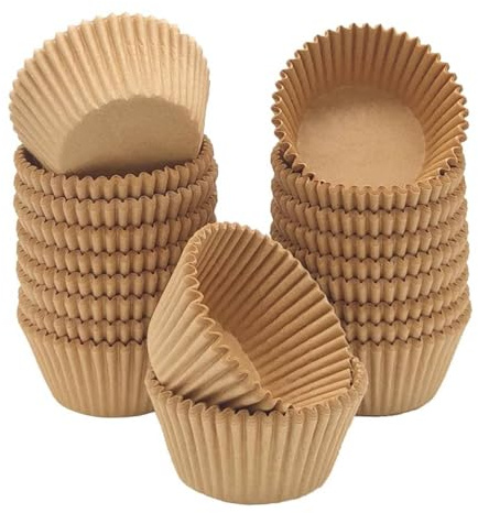 Henyall 200pcs Cupcake Cases,Natural Baking Liners, Non-Stick Greaseproof Muffin Cases,Food Grade Papers Baking Cups for Birthday, Party & Wedding Decor